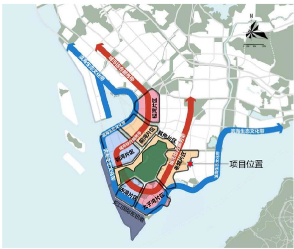 地块东侧为后海大道,西侧为近海路,南侧为规划学校,北侧为现状已建成